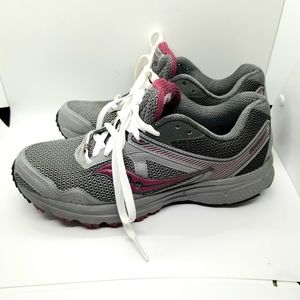 Saucony Cohesion 10 Grey & Wine Running Shoes